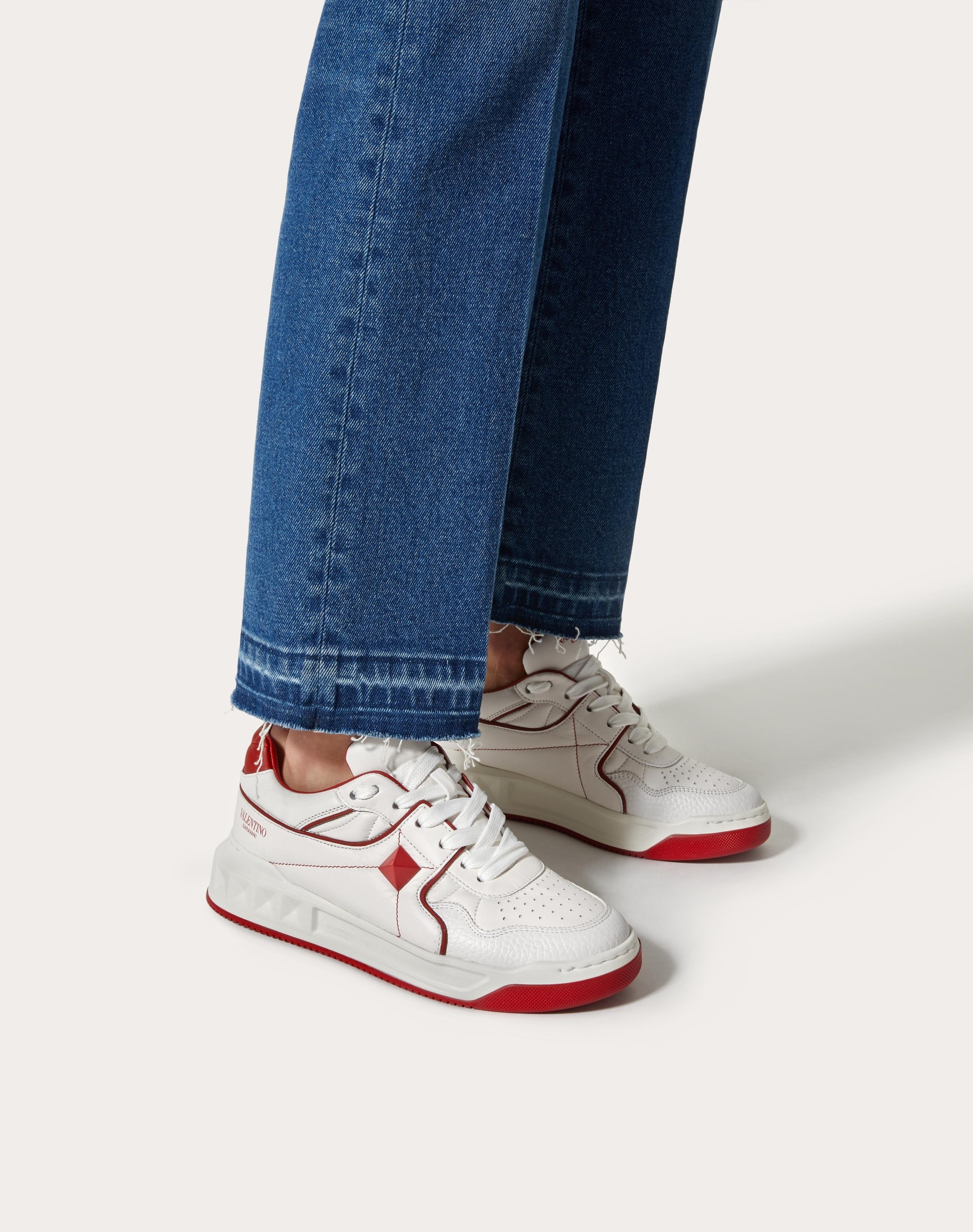 ONE STUD LOW-TOP CALFSKIN SNEAKER - 6