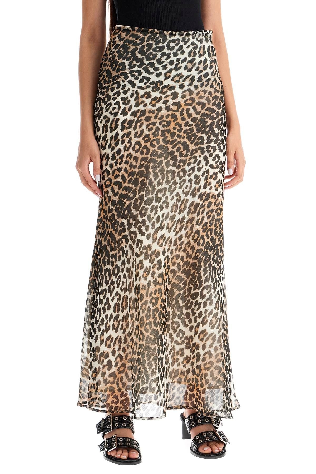 LONG CHIFFON ANIMAL PRINT MAXI SKIRT - 3