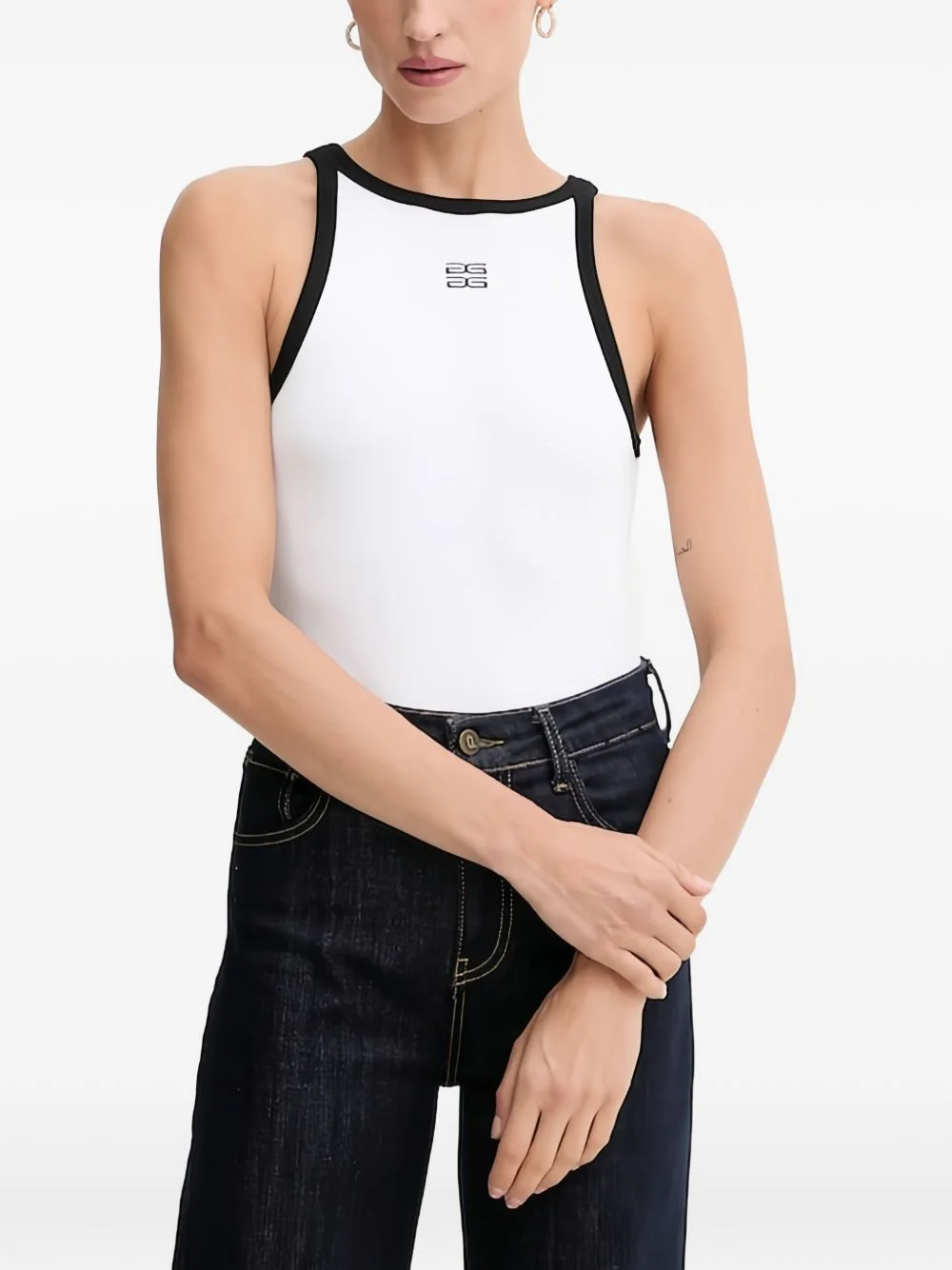 contrast-trim sleeveless top - 1