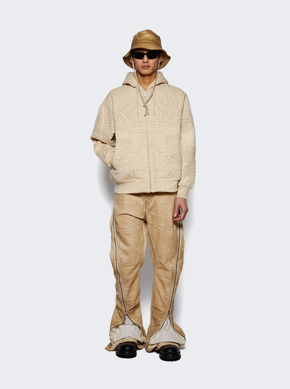 Wdw X Pp Cathedral Zip Up Hoodie Cream - 5