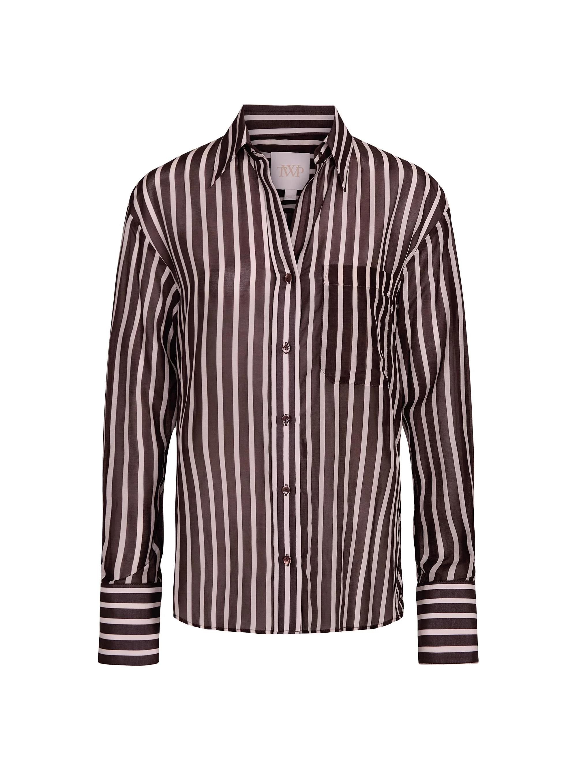 Women's Joey Striped Silk Button-Front Shirt - Hot Fudge Turtle Dove - 1