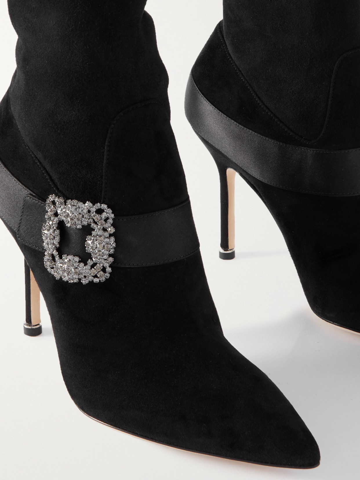Plinianuthi 105 Buckled Satin-trimmed Suede Over-the-knee Boots - 4