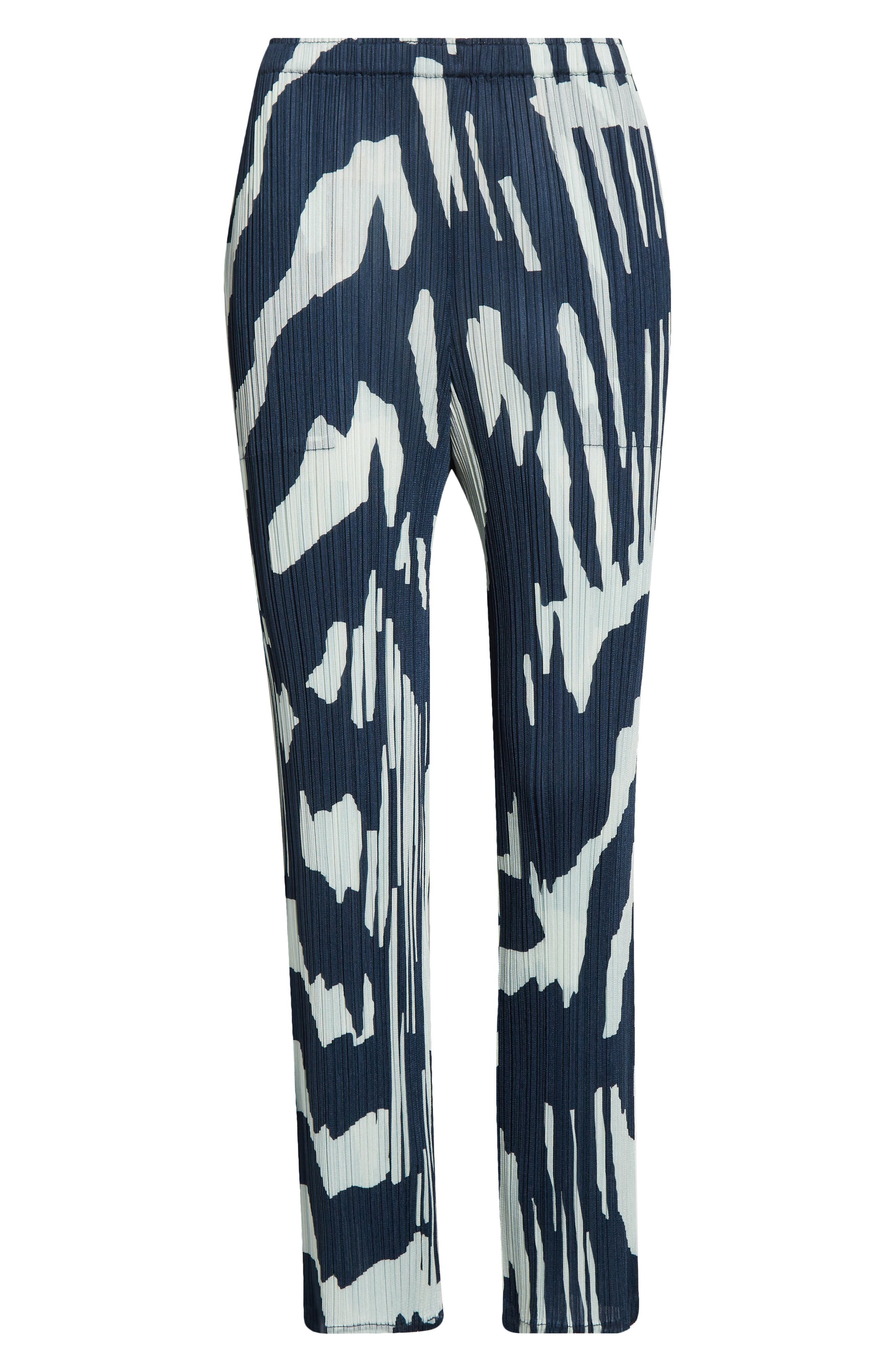 Pleats Please Issey Miyake Refraction Print Pleated Pants in Grayish Navy at Nordstrom - 5