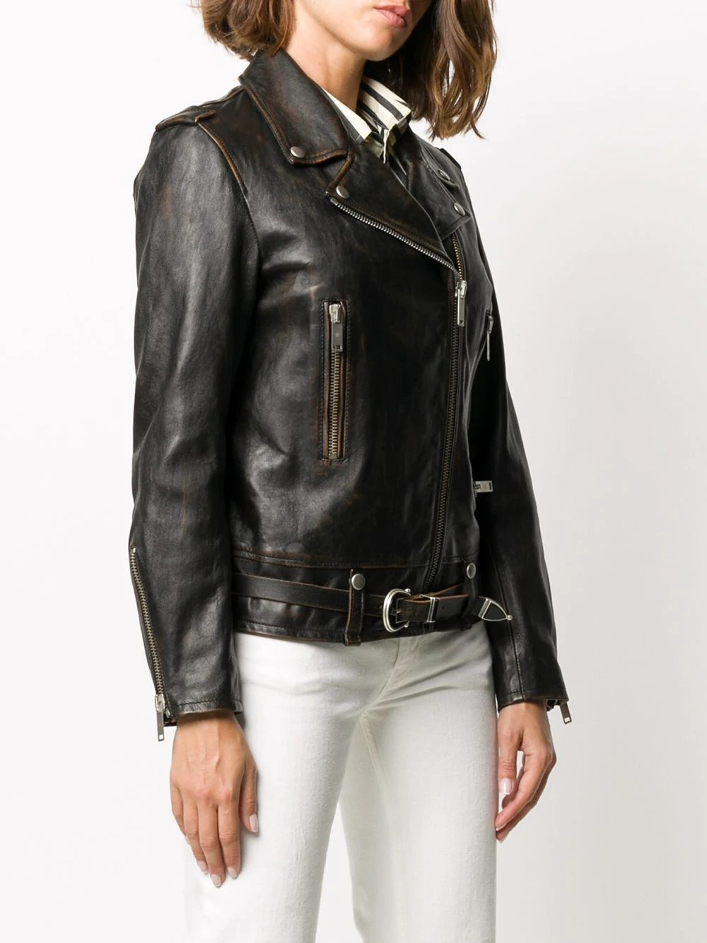 raw leather biker jacket - 3