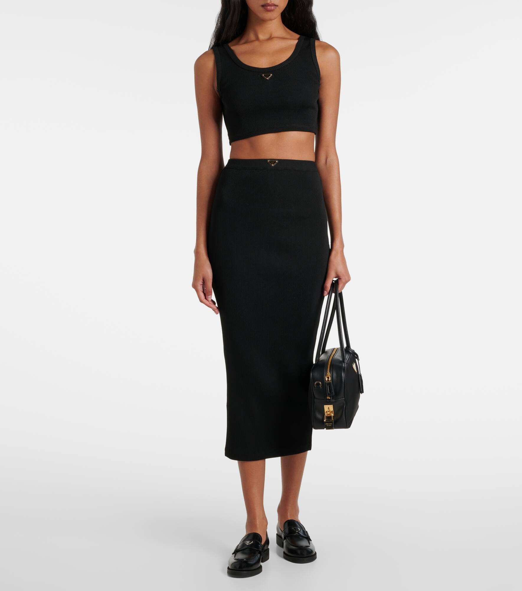 Logo ribbed-knit jersey crop top - 5