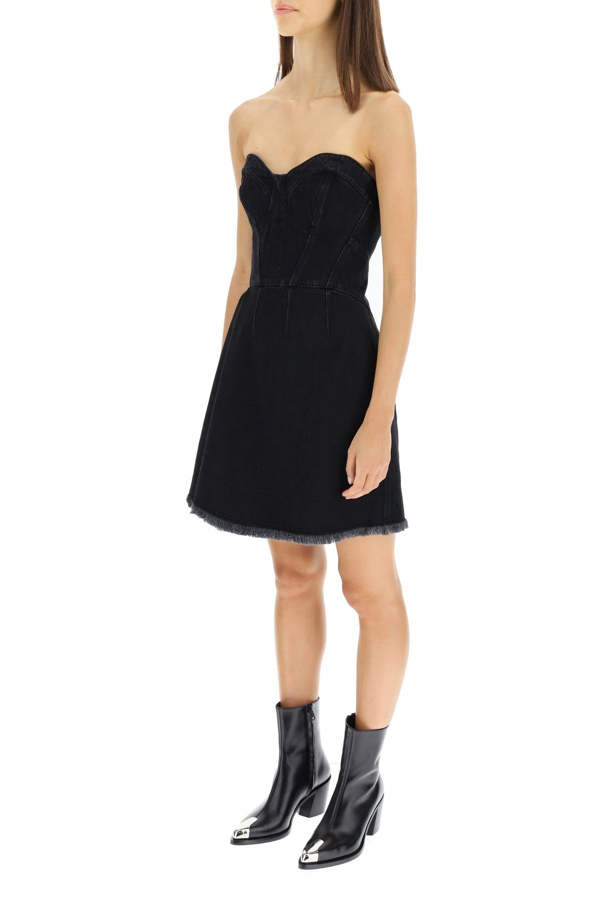 【Alexander McQueen】★fringe detail strapless minidress Alexander McQueen Alexander Mcqueen Denim Bustier Short