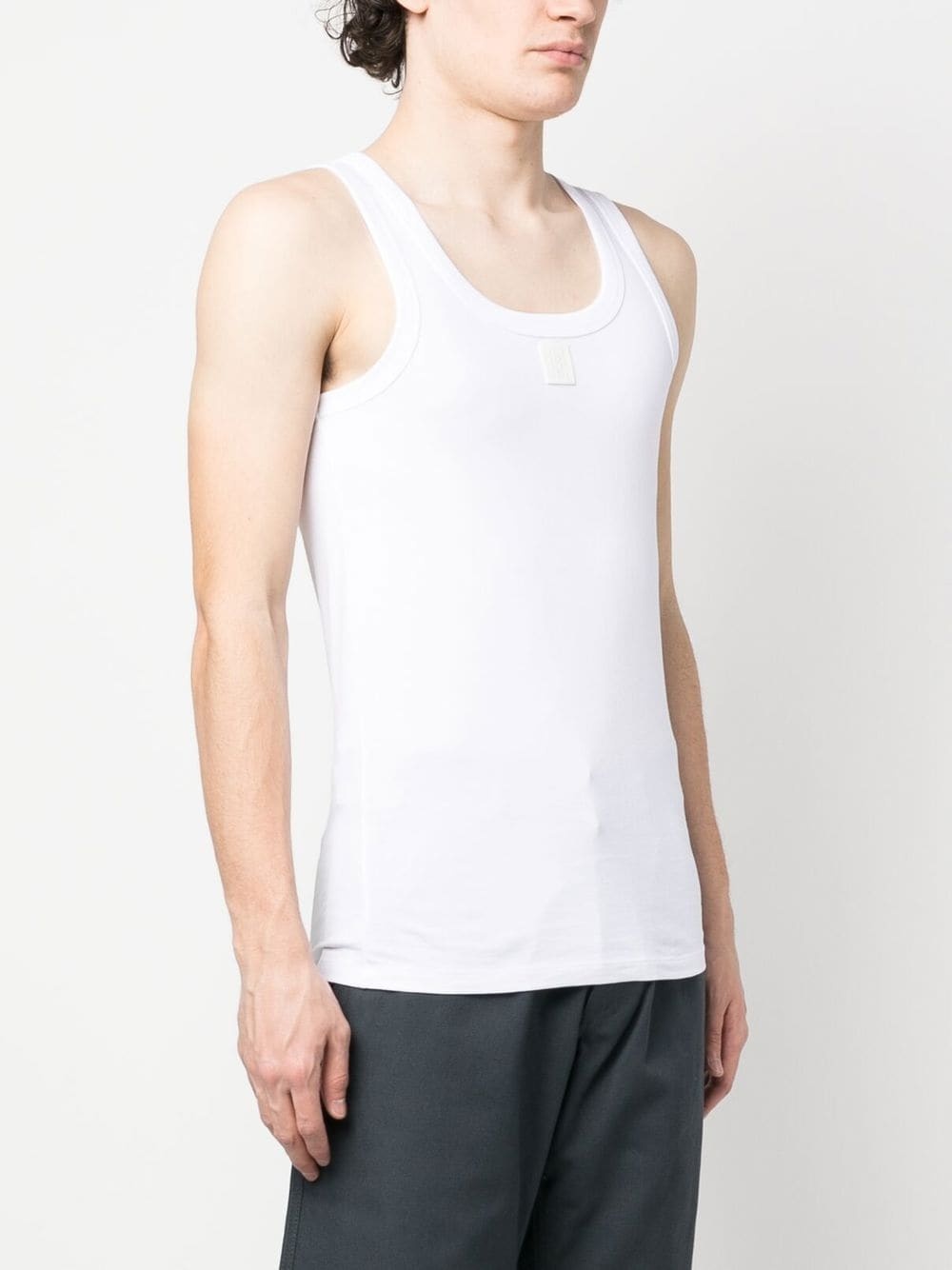logo-patch cotton tank top - 3