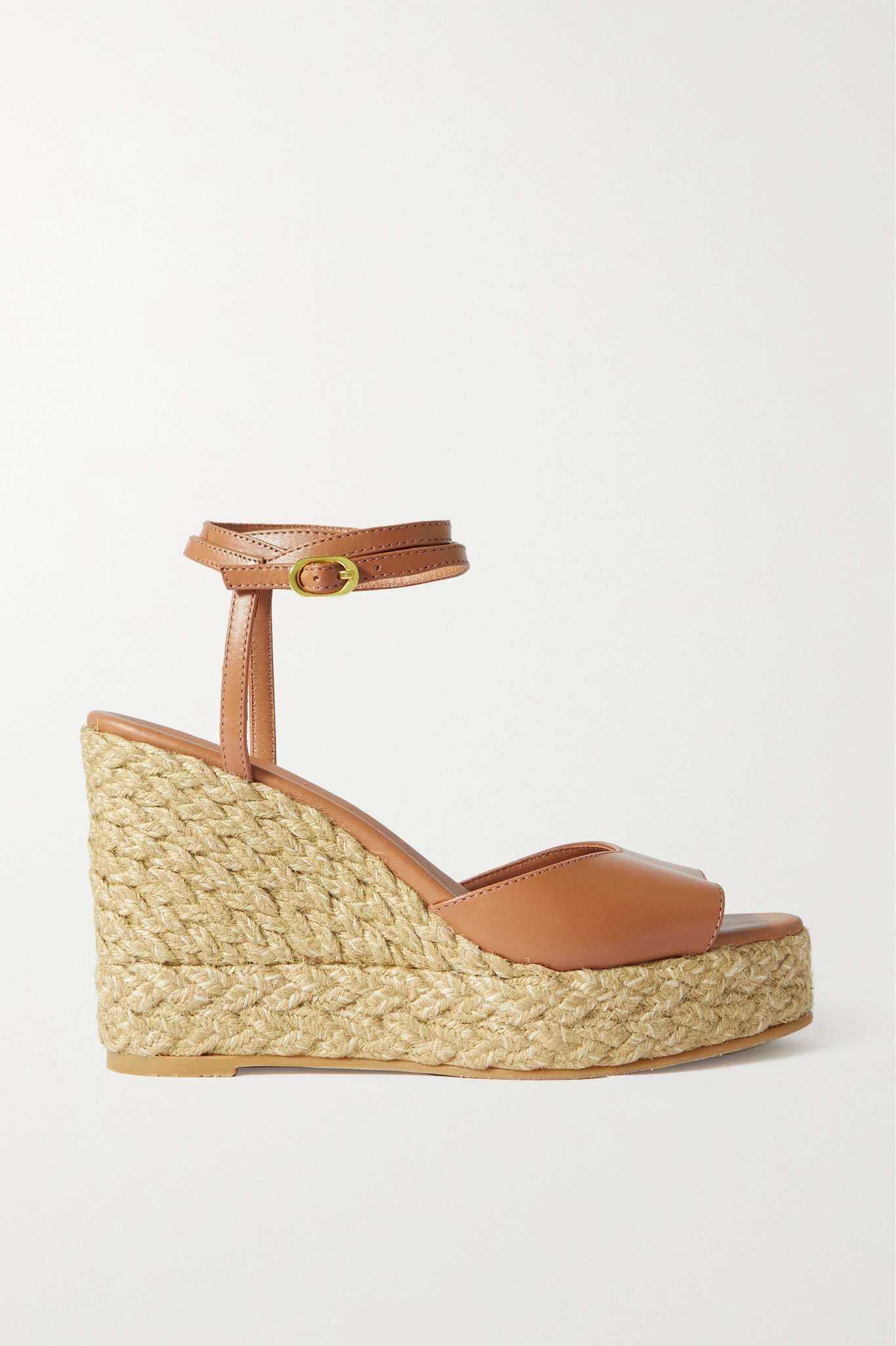 BarelyNude metallic leather espadrille wedge sandals - 1