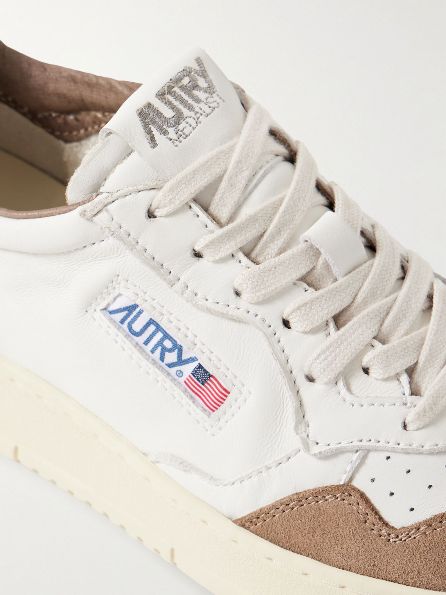 Medalist Suede-Trimmed Leather Sneakers White - 5