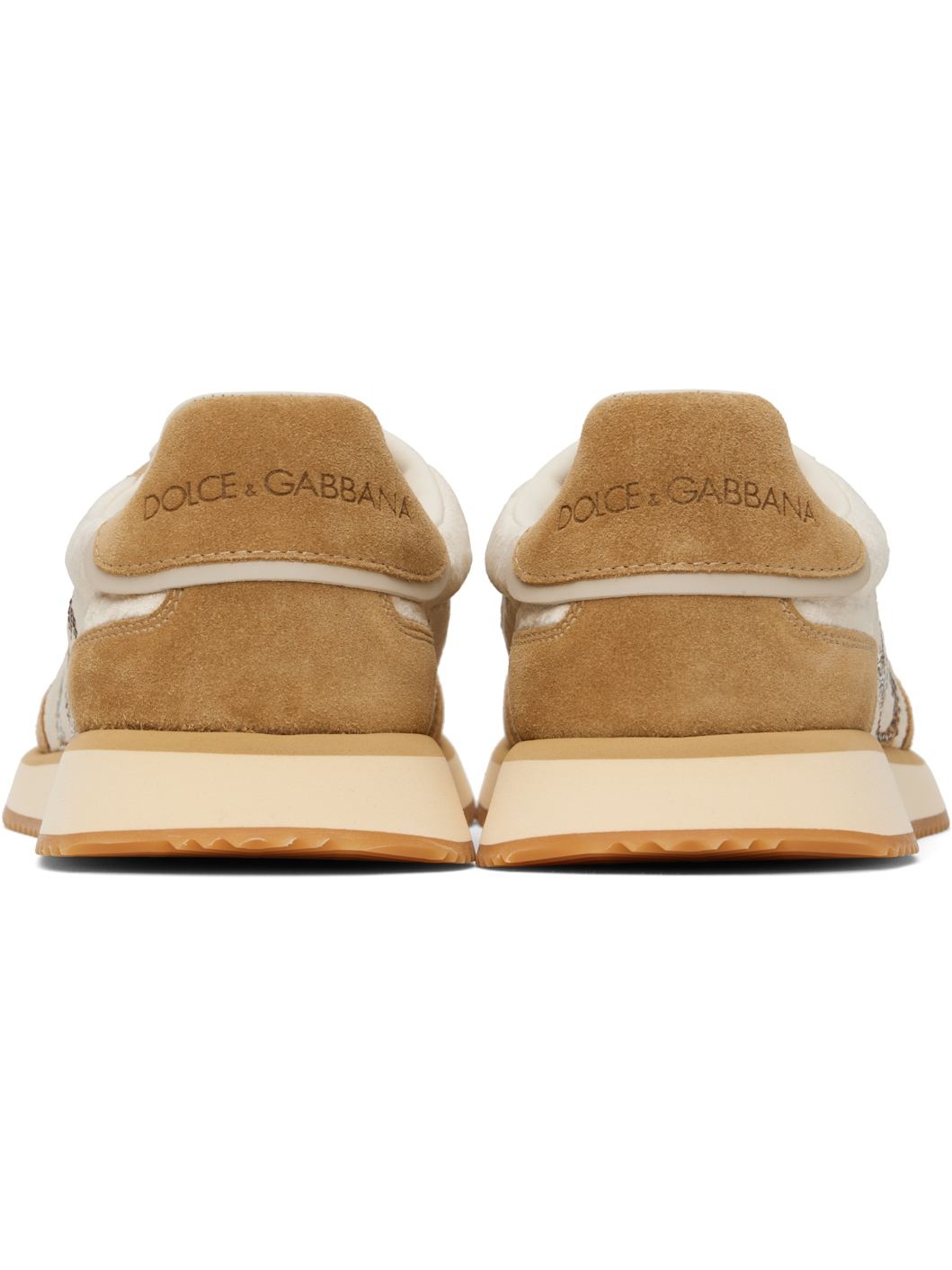 Tan & Beige Mixed-Material 'DG' Cushion Sneakers - 2