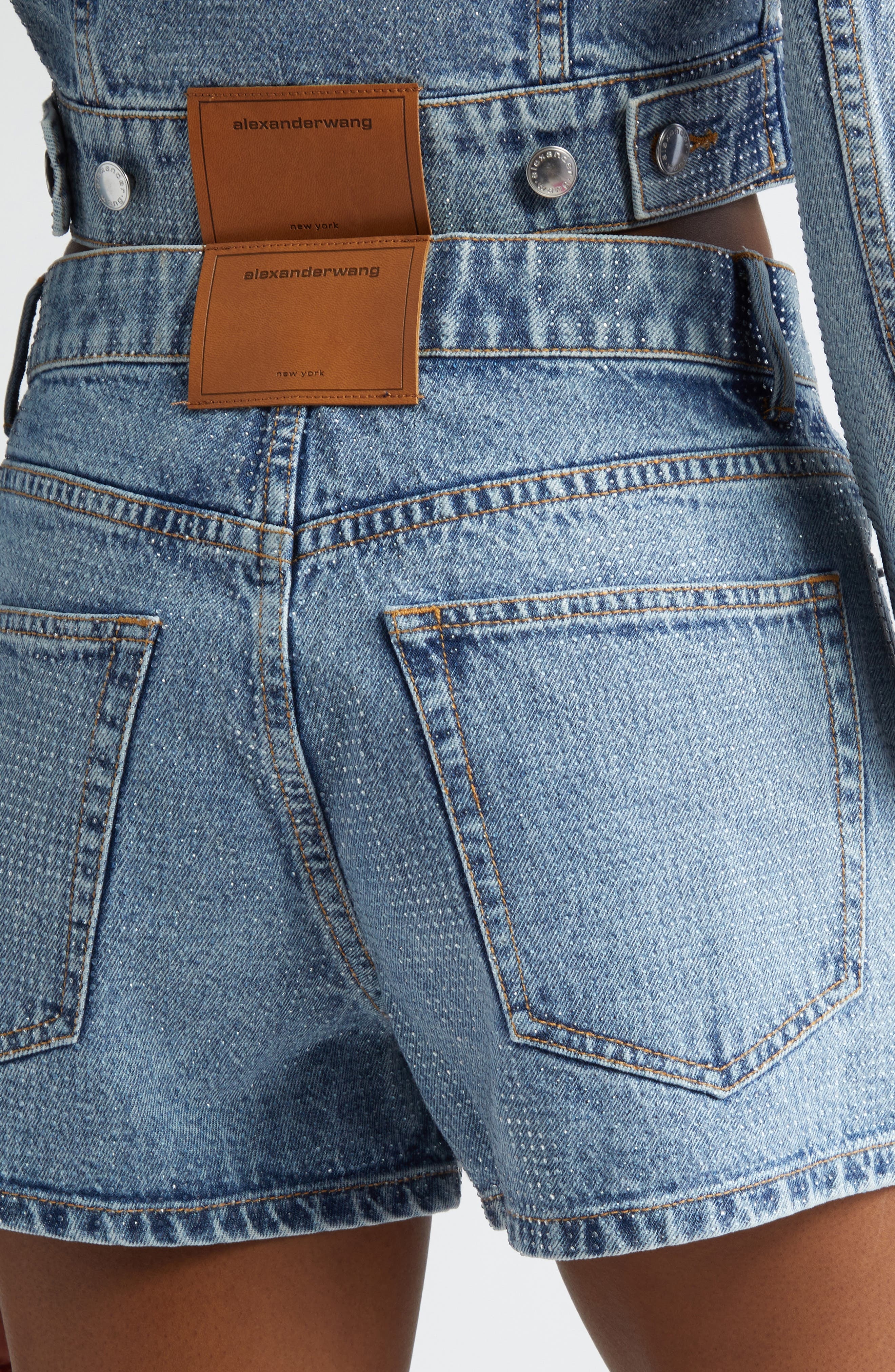 Shorty High Waist Hotfix Denim Shorts - 4