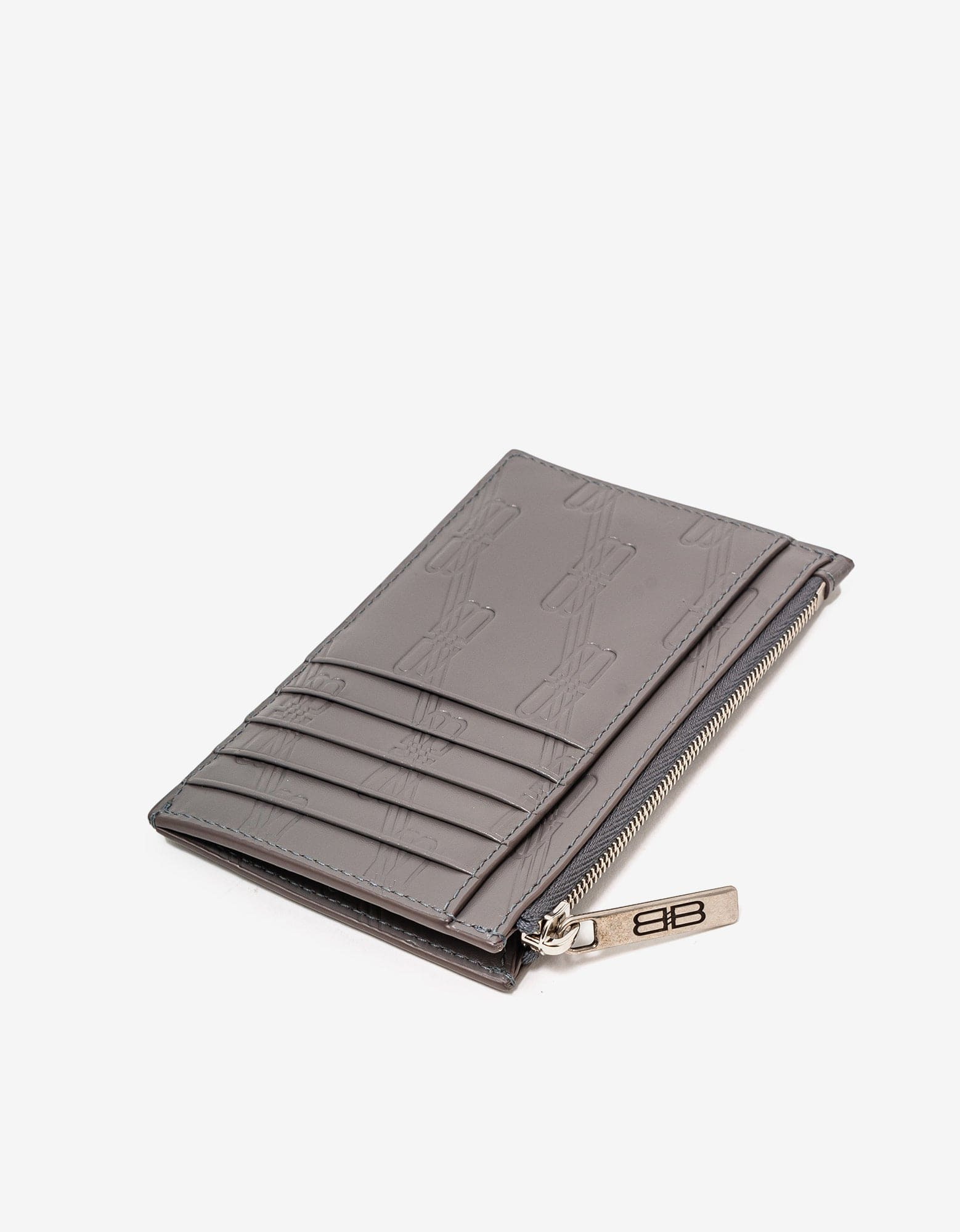 Balenciaga Dark Grey BB Monogram Zip Card Holder - 4
