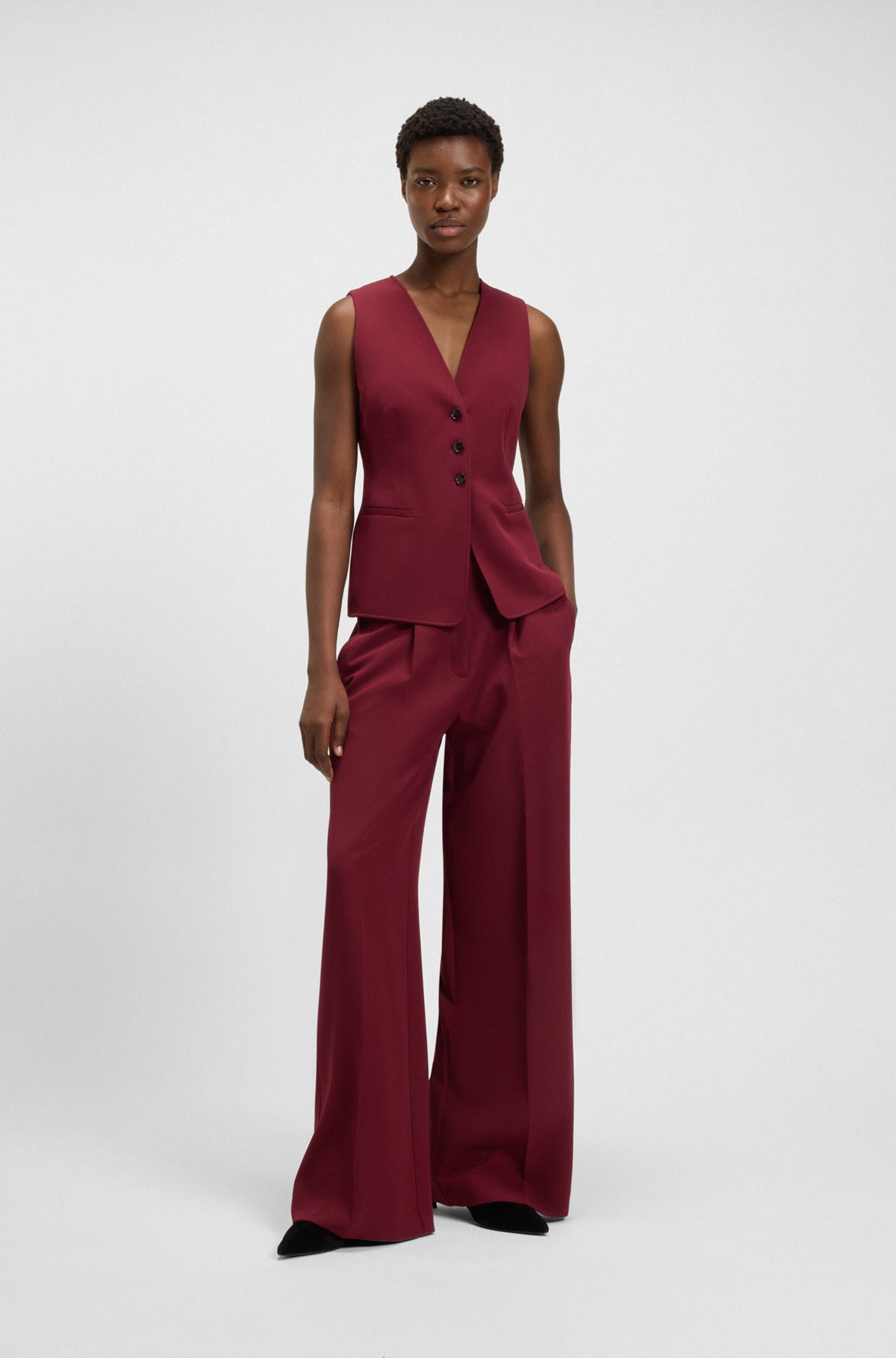 REGULAR-FIT WIDE-LEG PANTS IN STRETCH FABRIC - 3