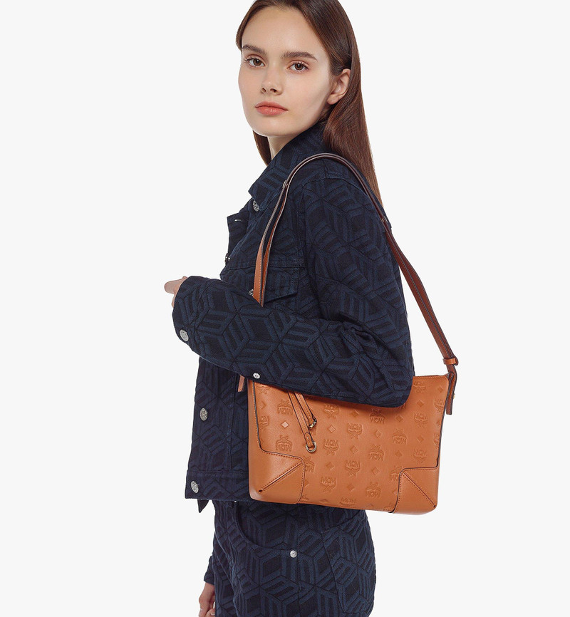 Aren Shoulder Bag in Embossed Monogram Leather 6