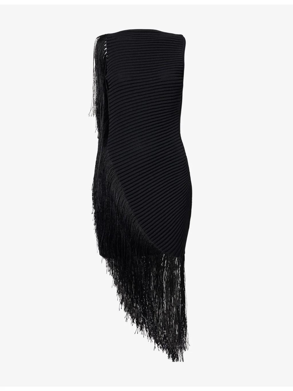 Asymmetric Fringed Knitted Silk-Blend Midi Dress - 1