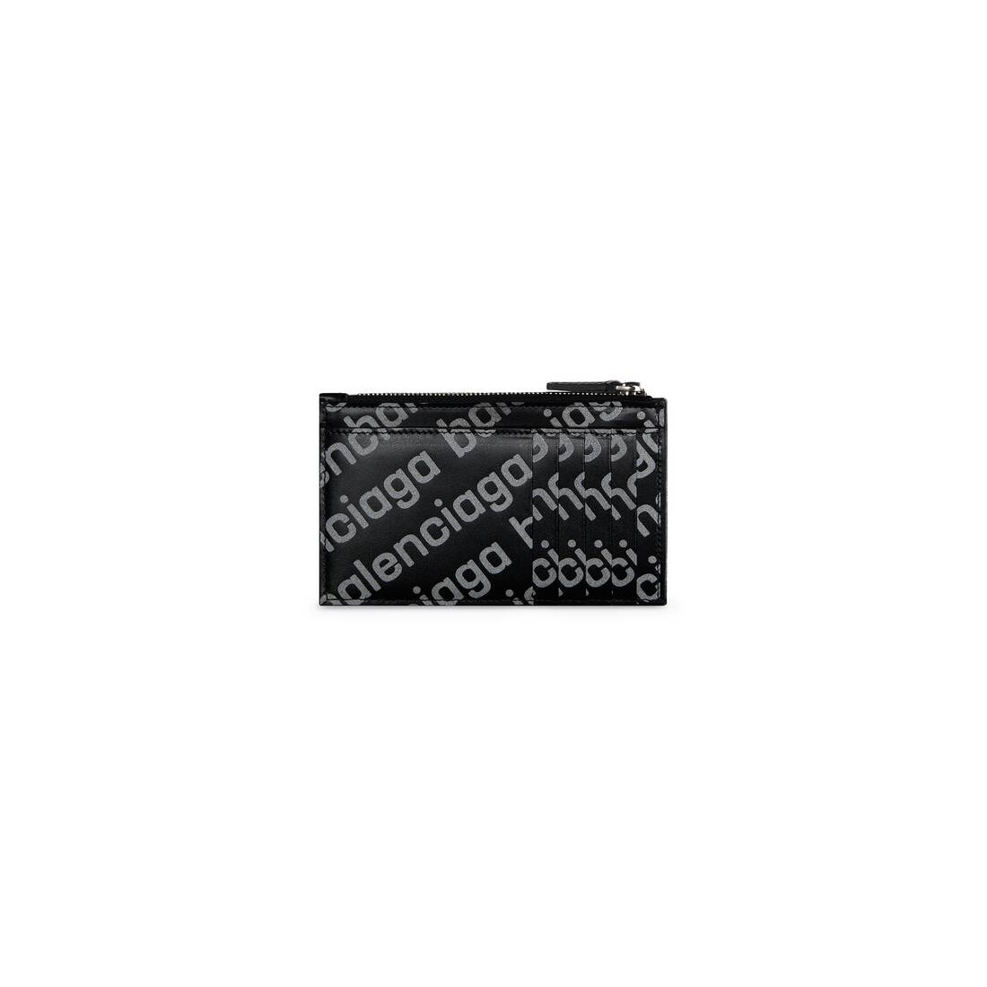 Men's Cash Large Long Coin And Card Holder Reflective Allover Logo Printed in Black - 2