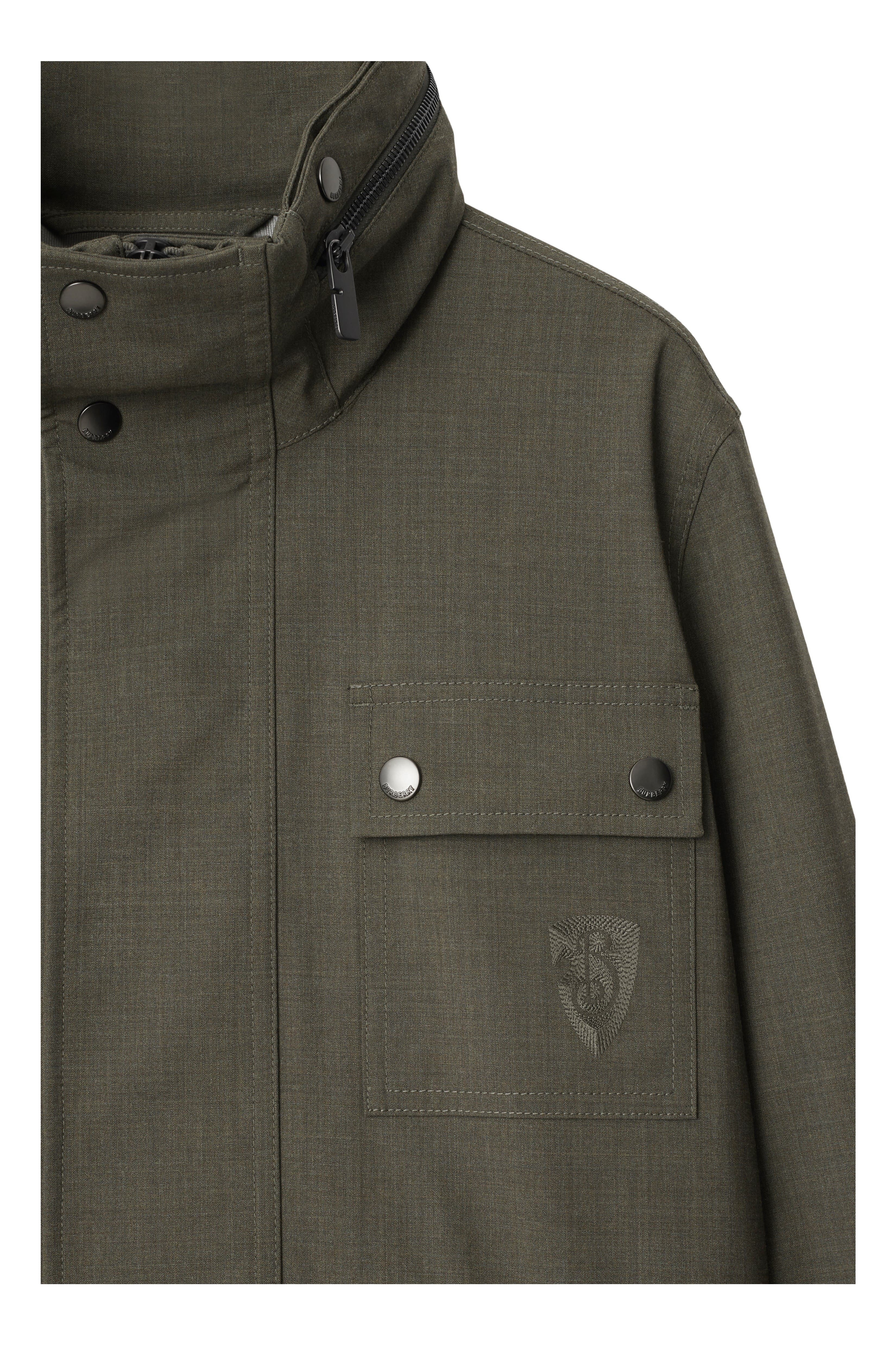 burberry Stretch Wool Field Jacket in Moss Melange at Nordstrom - 6