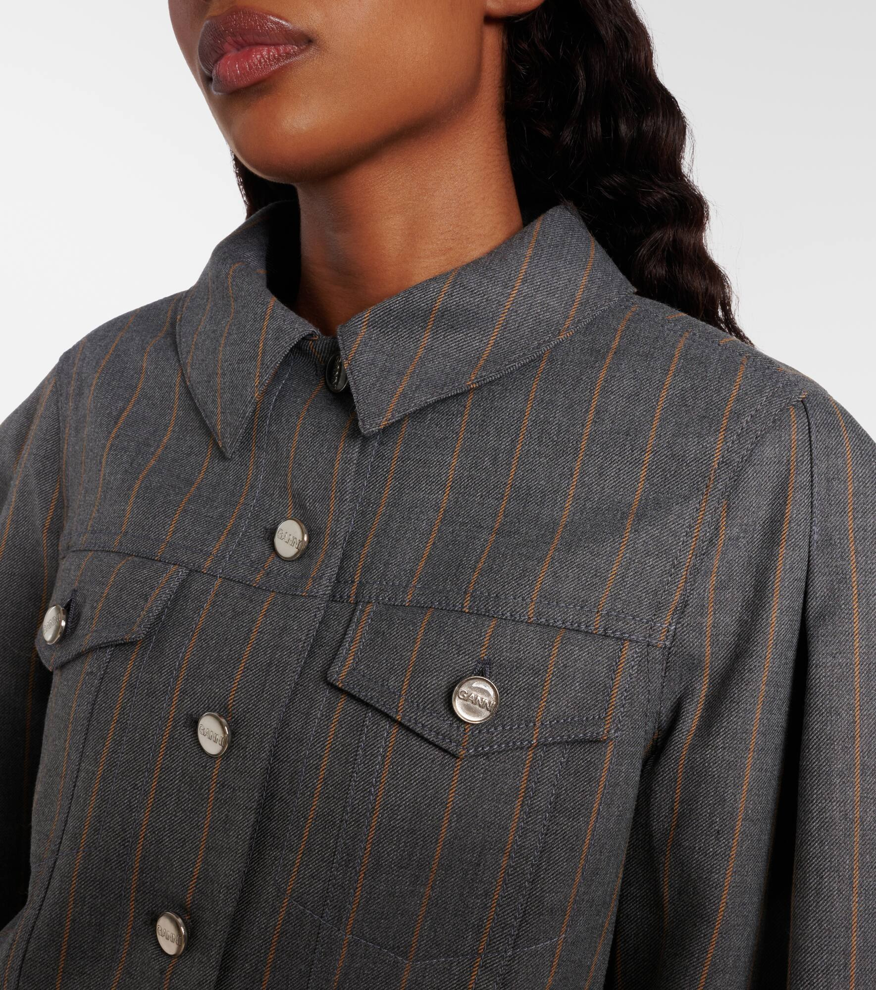 Pinstripe cropped jacket - 4
