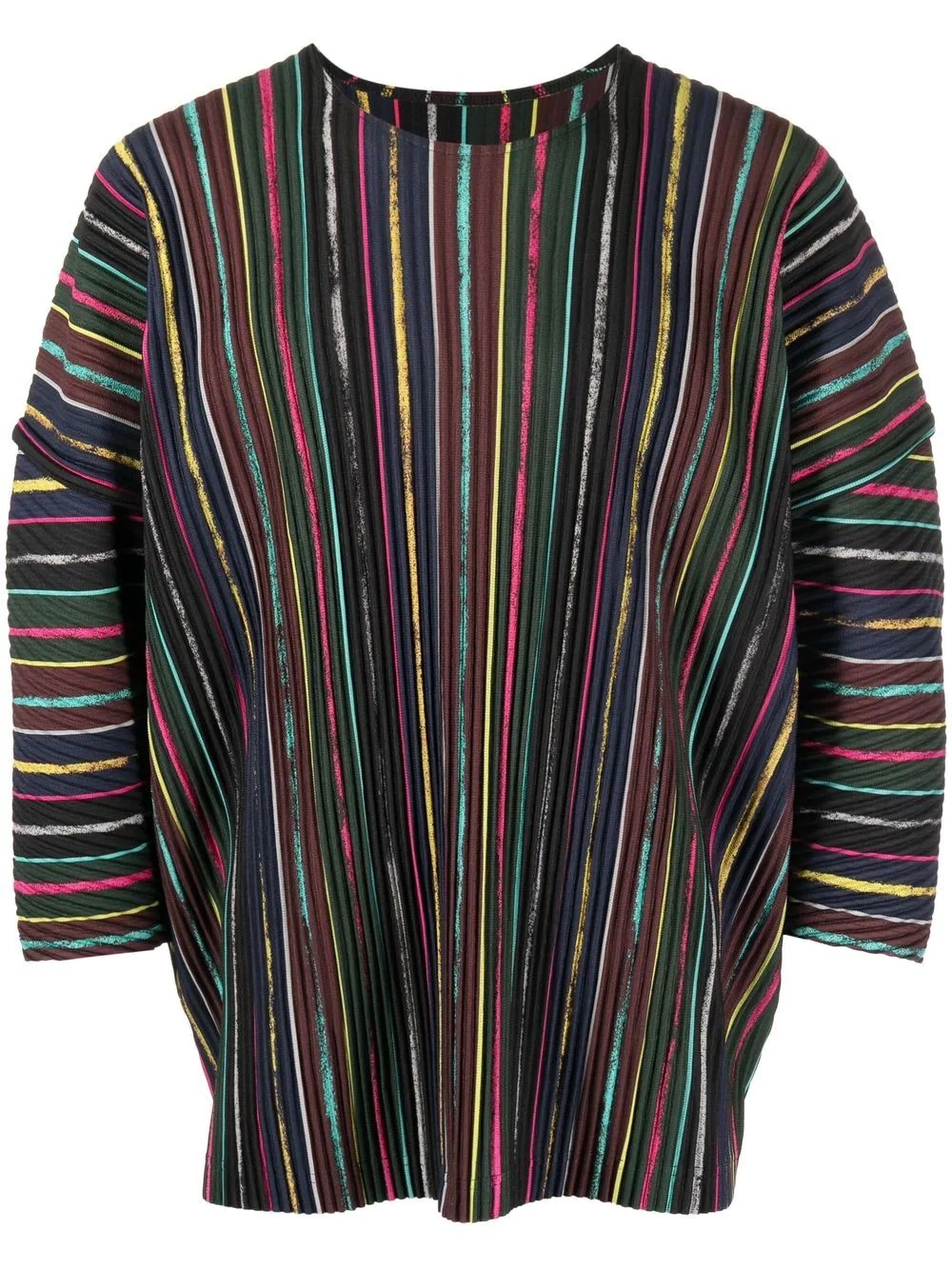 striped oversized plissé sweatshirt - 1