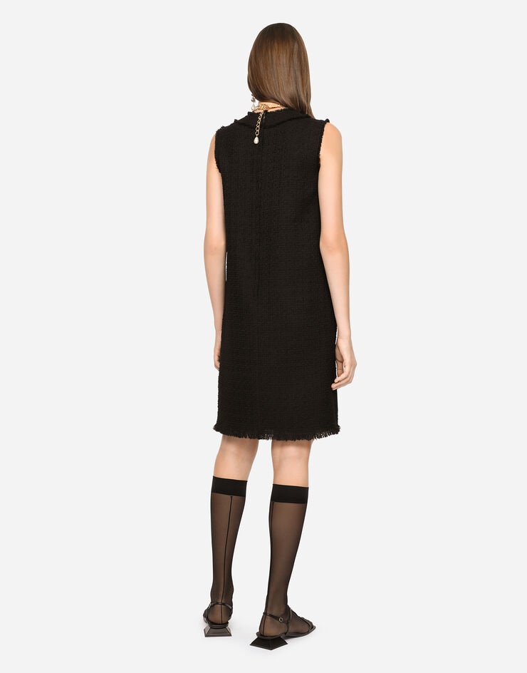 Raschel tweed calf-length dress with DG logo - 5