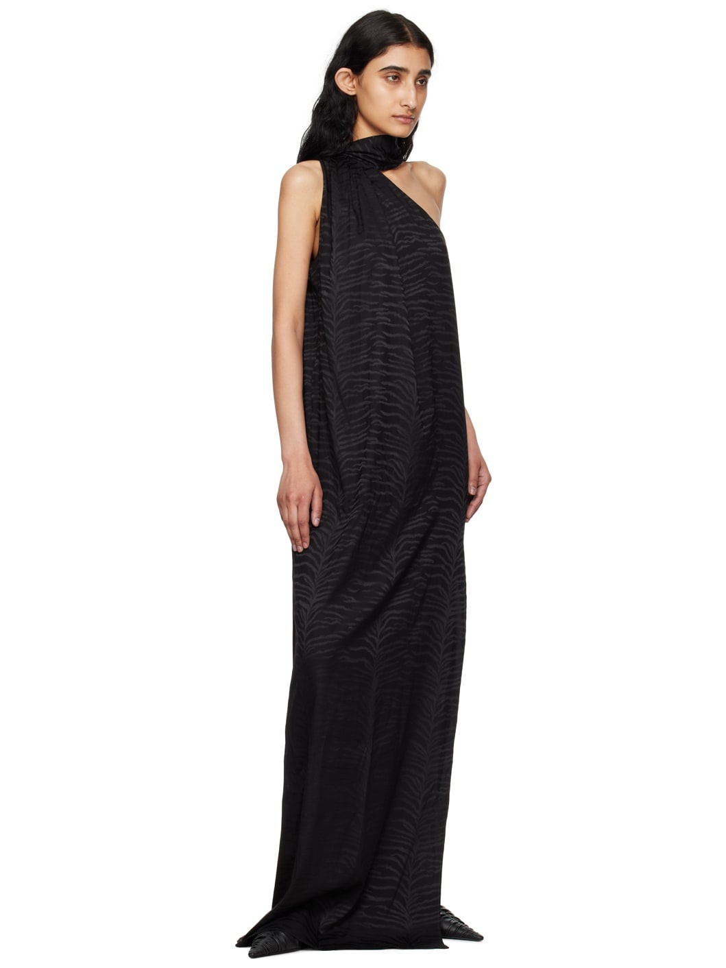 Black Tiger Print Maxi Dress - 2