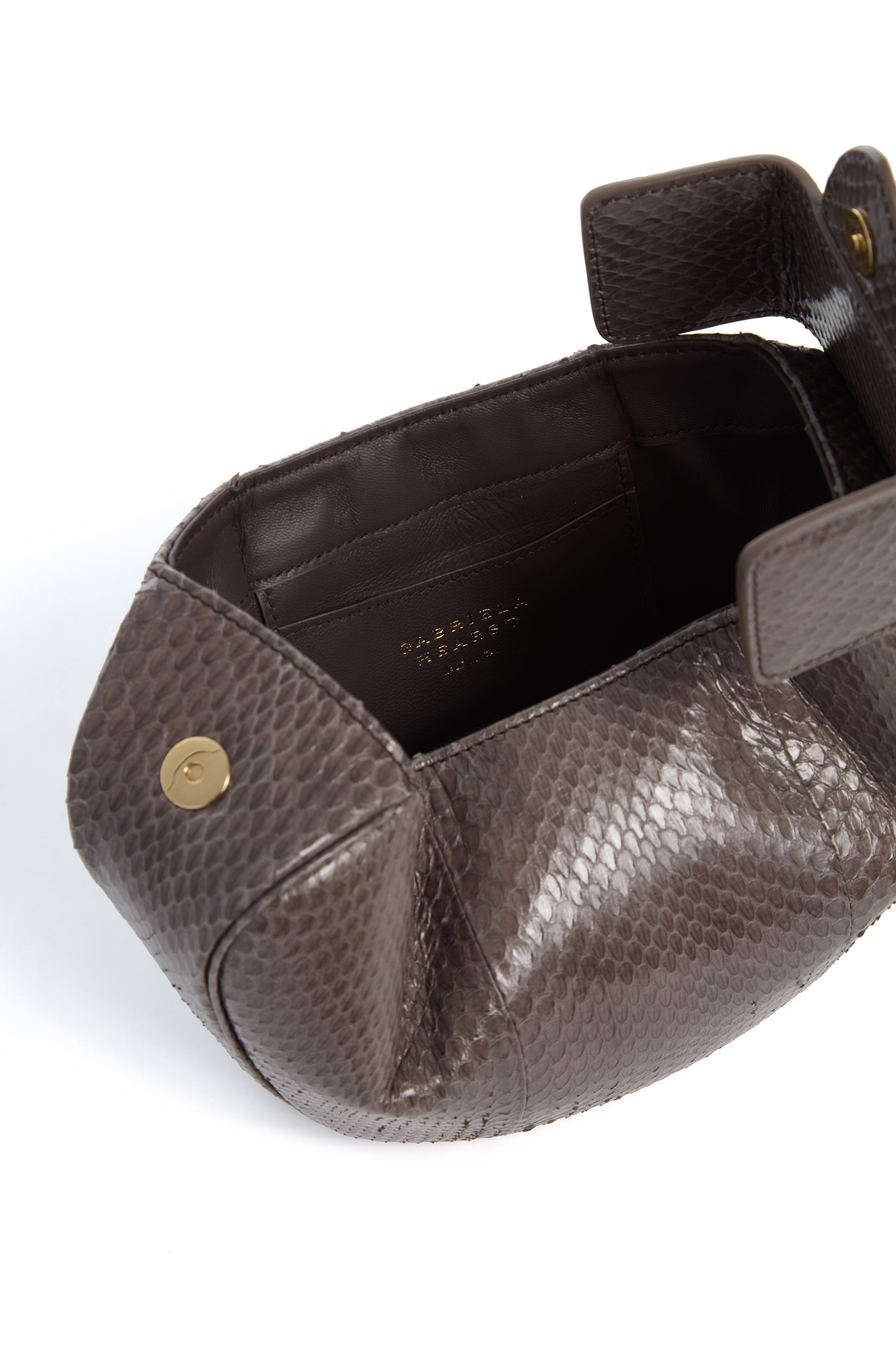 Soft Demi Clutch in Charcoal Snakeskin - 4
