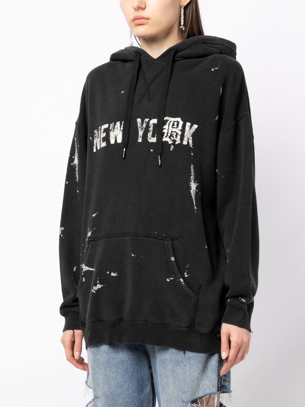 slogan-print distressed hoodie - 3