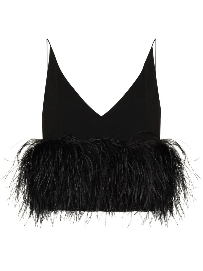 Poppy feather-embellished cropped top 1