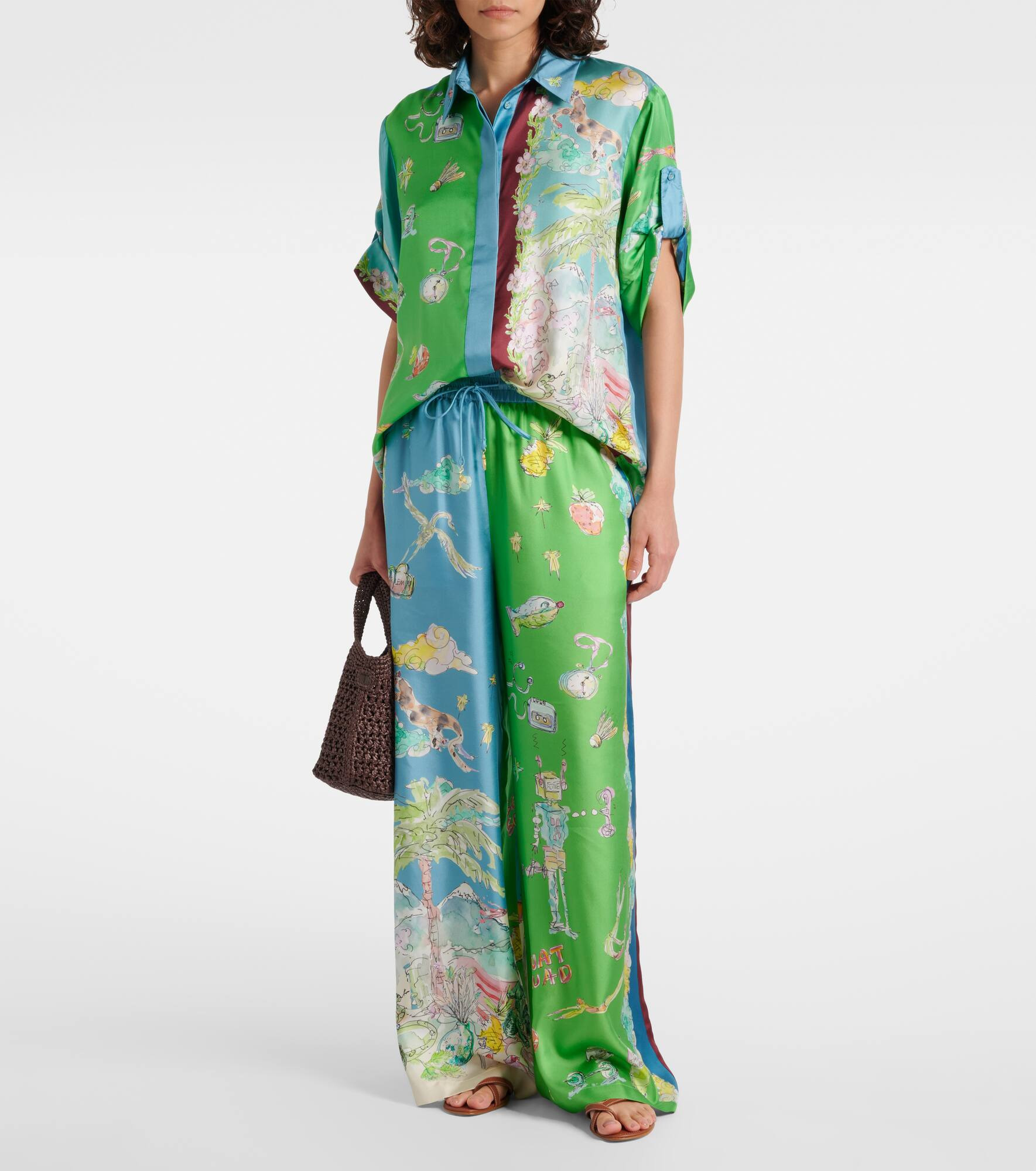 Daria printed silk satin shirt - 2