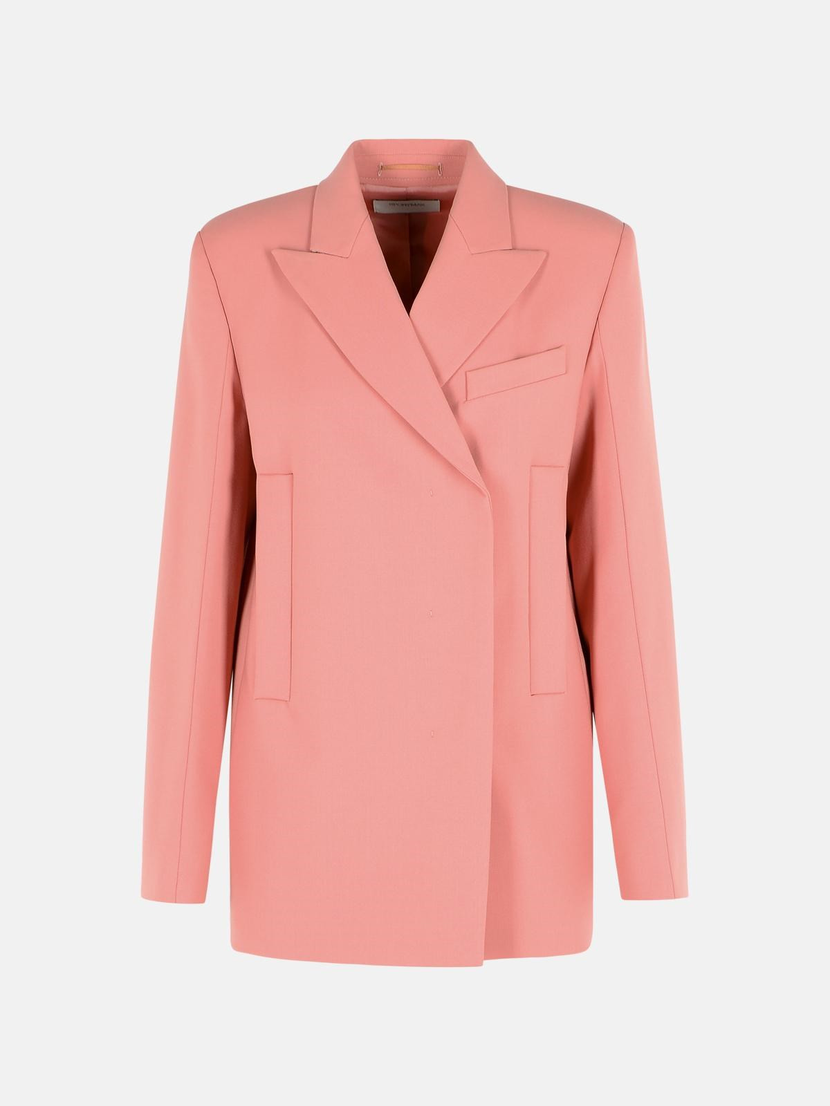 'ESULE' STRAIGHT BLAZER IN ANTIQUE PINK VIRGIN WOOL - 1