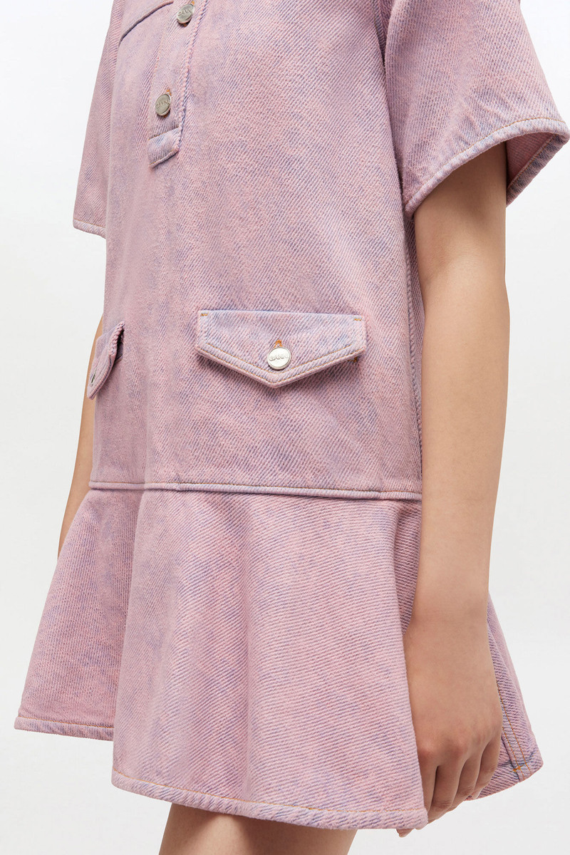 GANNI PINK WASHED DENIM DRESS outlook