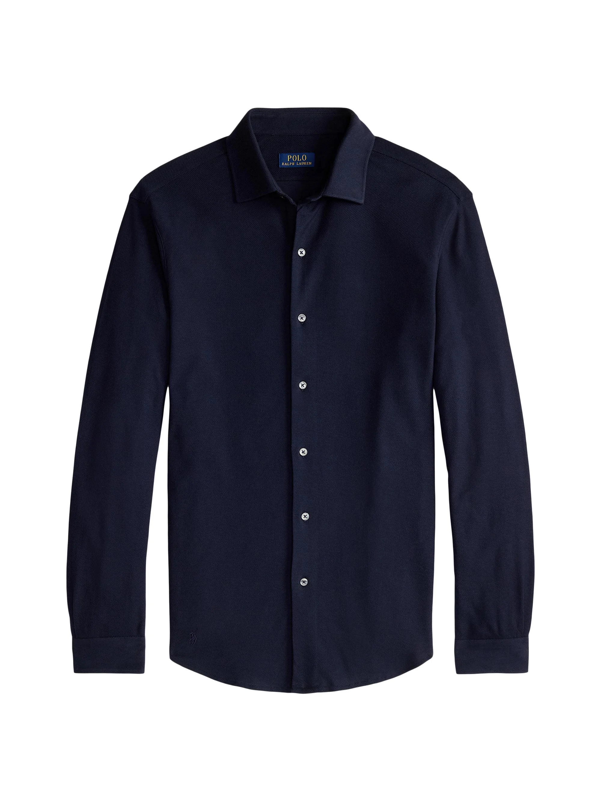 Men's Textured Honeycomb Cotton Shirt - Navy - 1