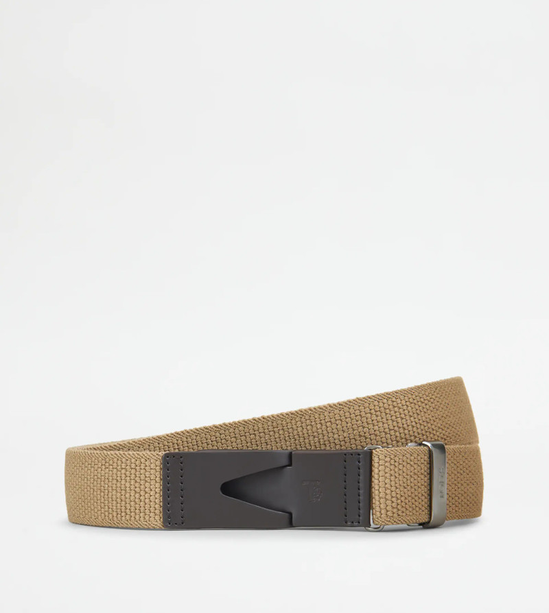 BELT IN CANVAS AND LEATHER - BEIGE 1