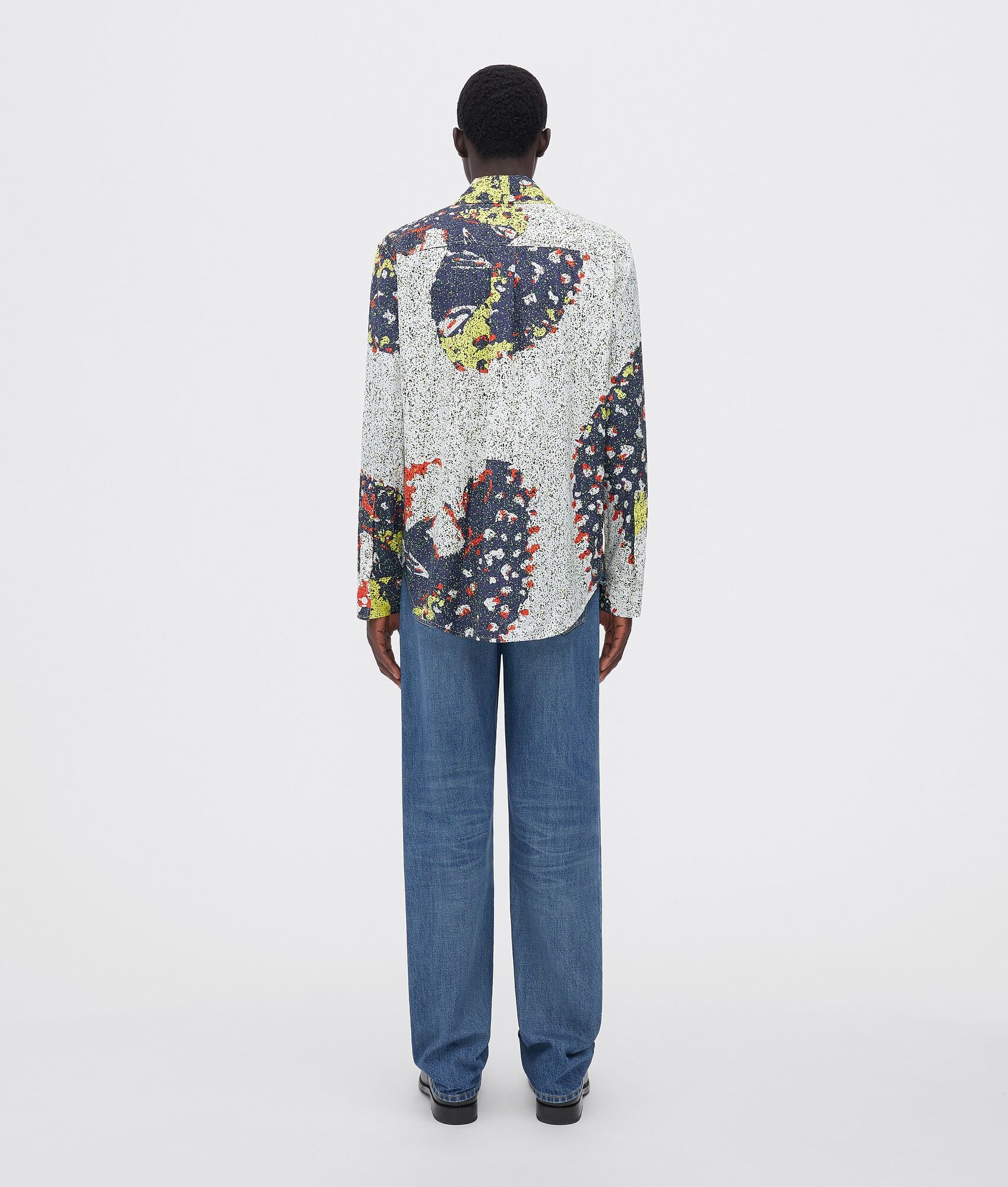 printed silk mix shirt - 3