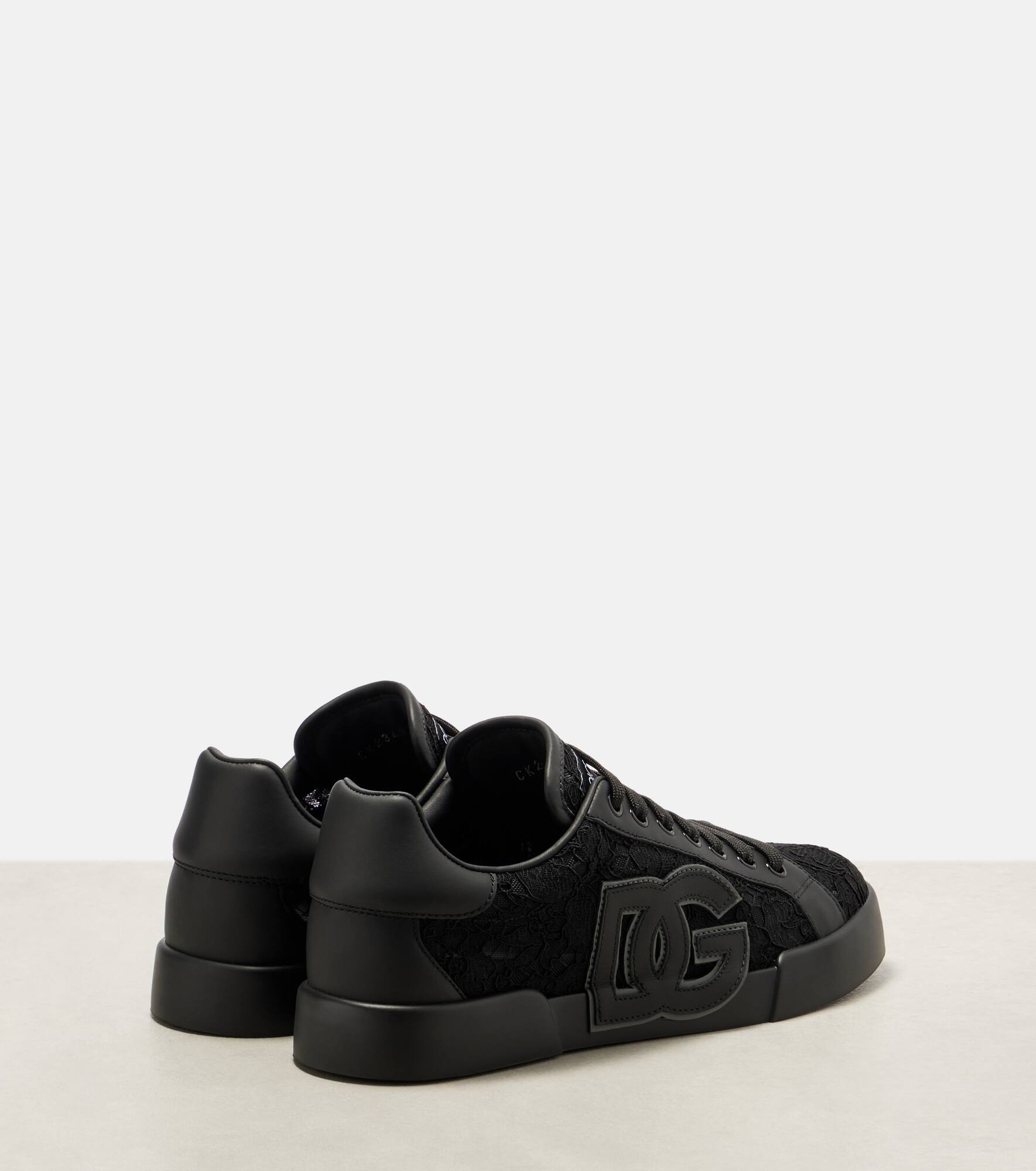 Portofino lace-trimmed leather sneakers - 2