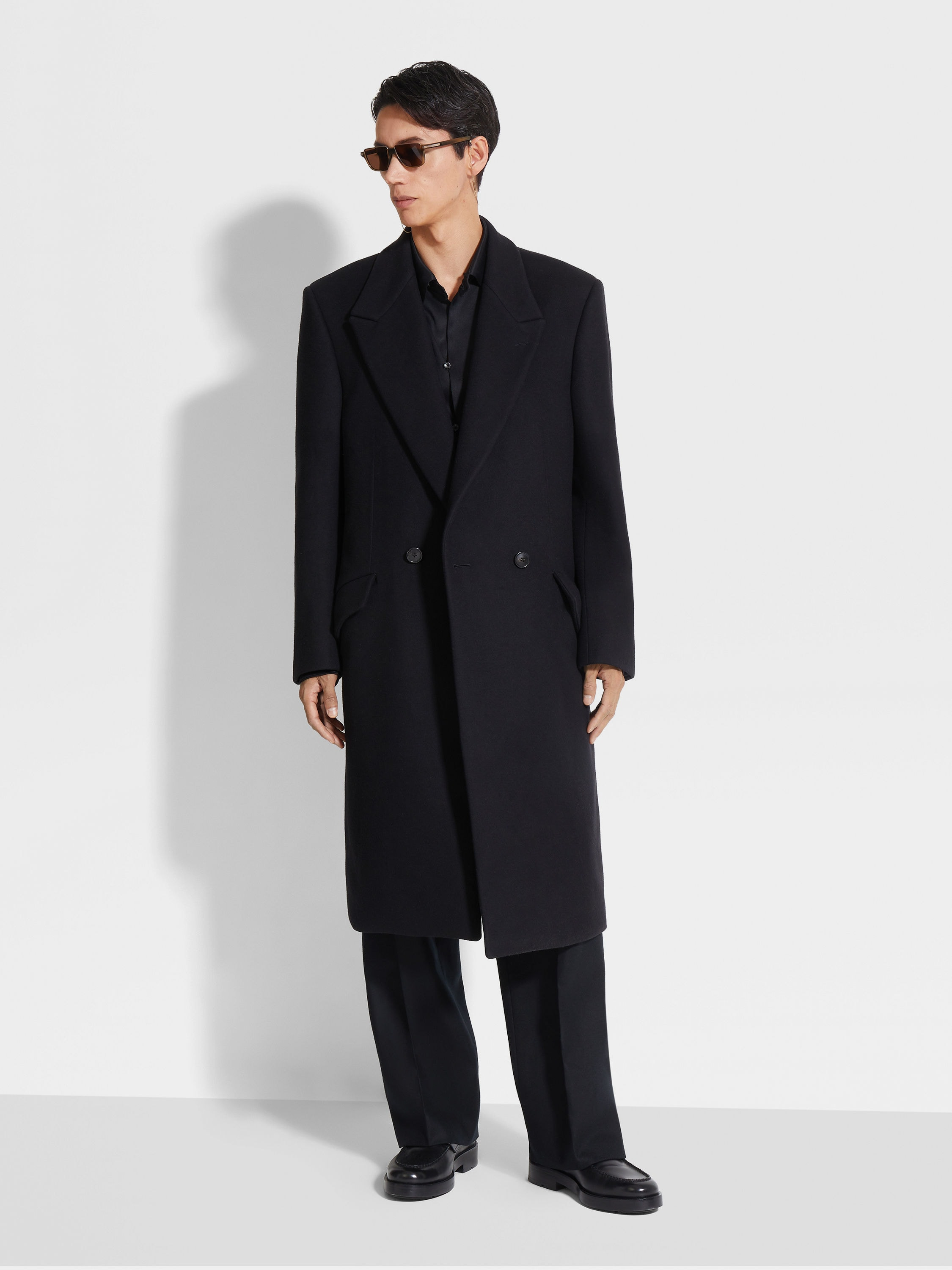 BLACK MÉLANGE WOOL PANTS - 3