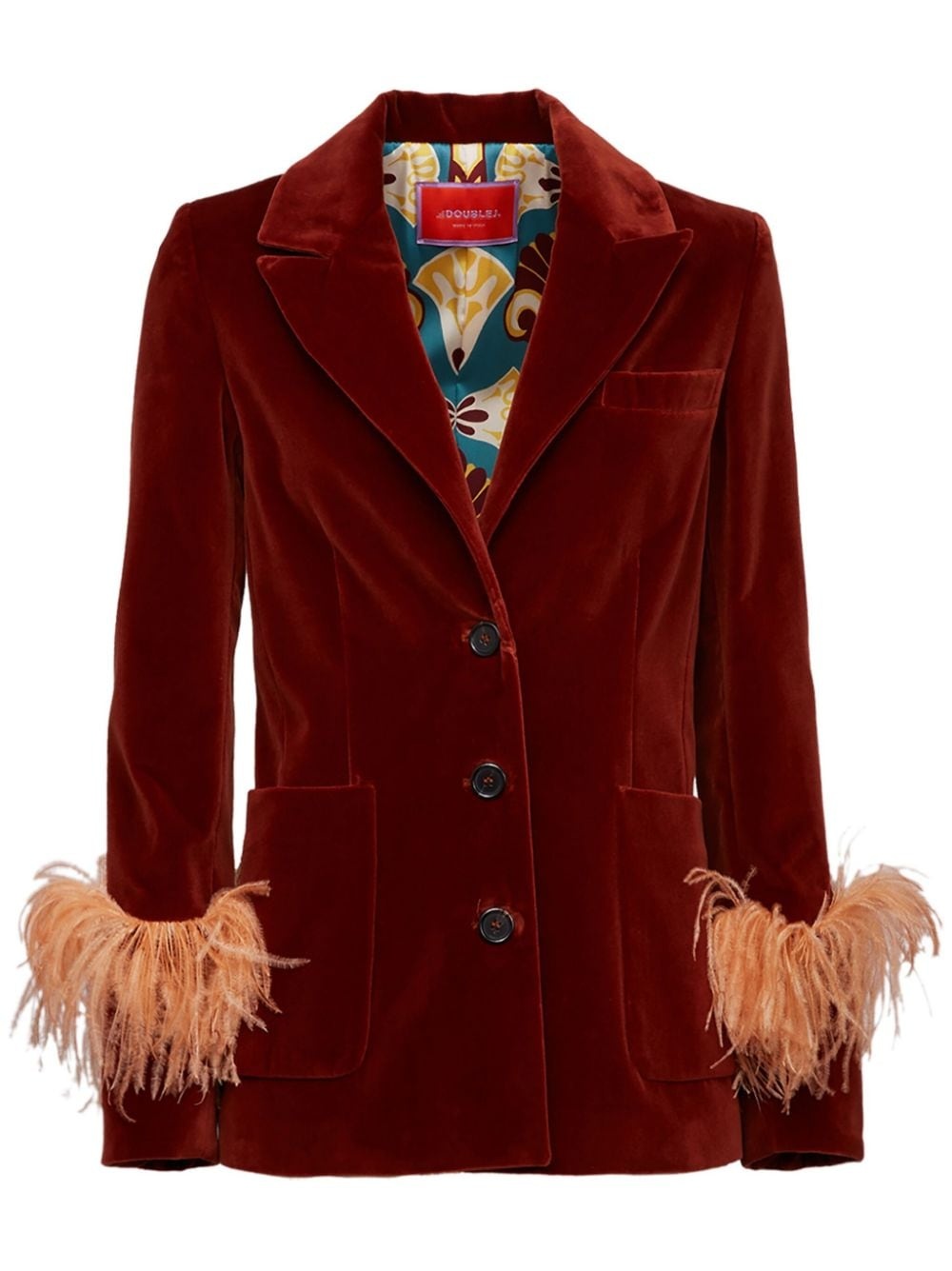 Keaton feather-trim velvet blazer - 1