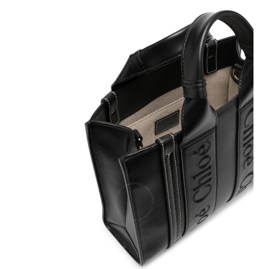 Chloe Woody Small Logo Embroidered Leather Tote - 3