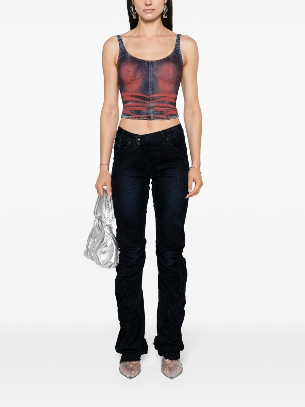 draped velvet jeans - 2