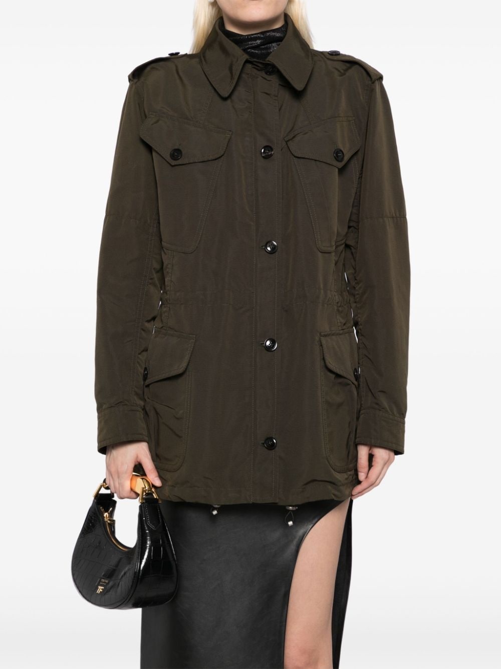drawstring waist military jacket - 5