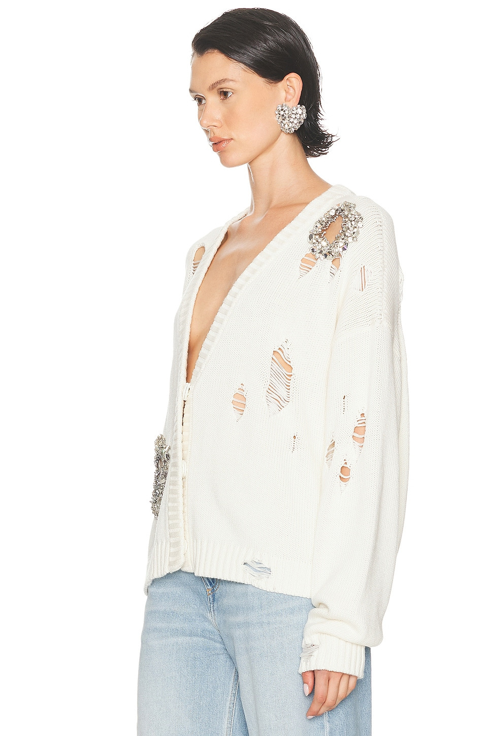 Distressed Crystal Cardigan - 3