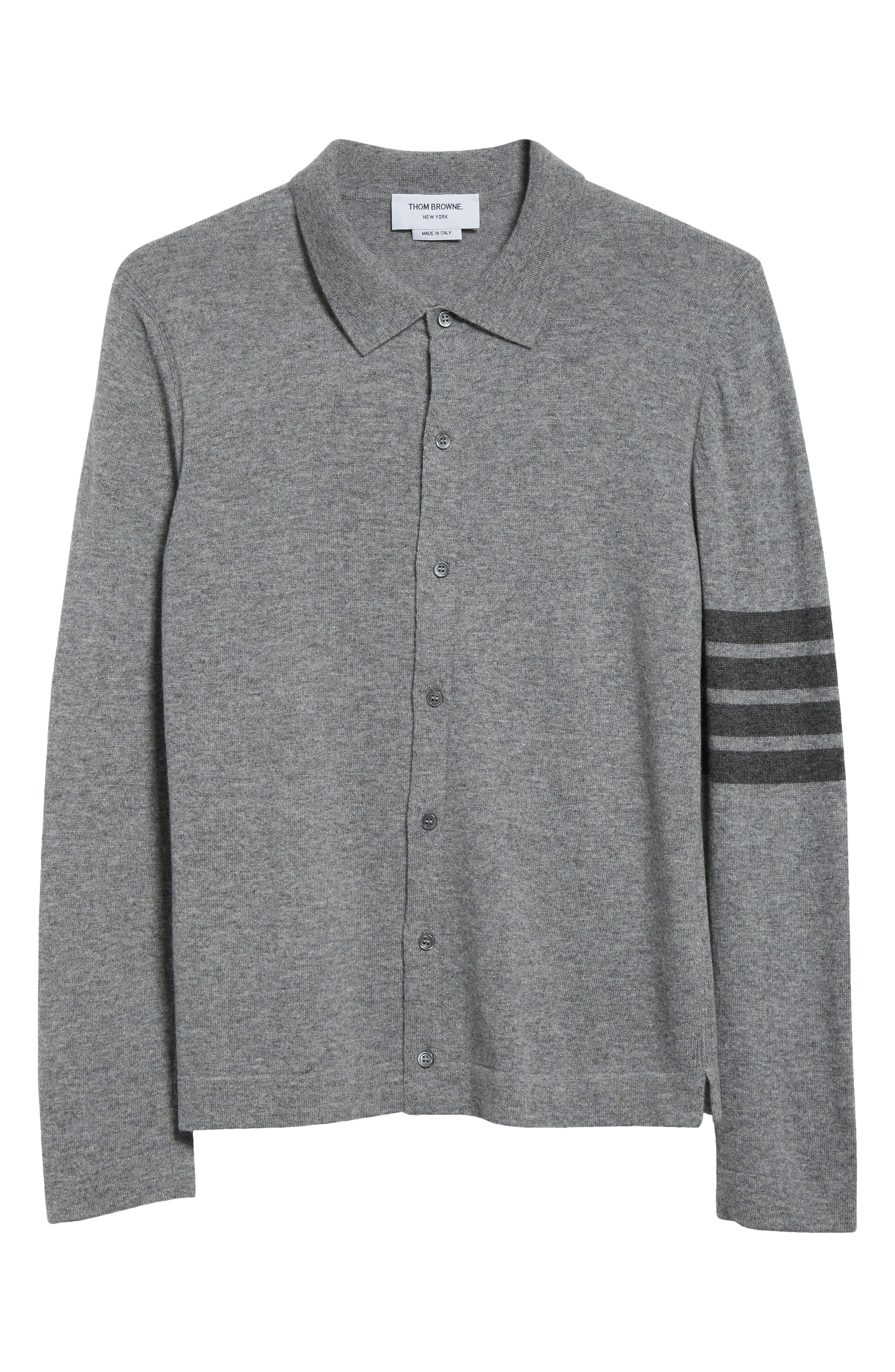 Thom Browne 4-Bar Cashmere Polo Cardigan in Light Grey at Nordstrom - 5