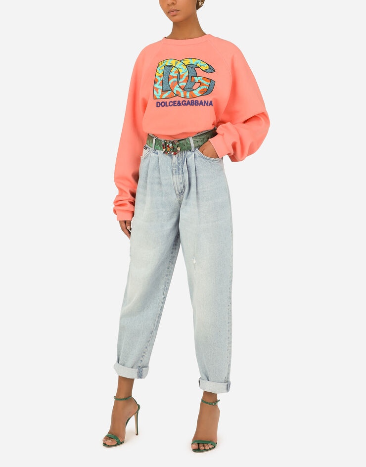 Cropped jersey sweatshirt with DG logo print - 6