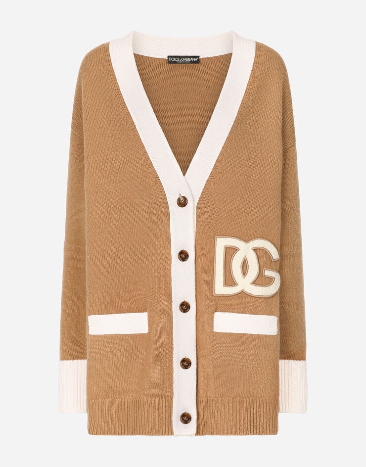 Long wool cardigan with embroidered DG patch - 1