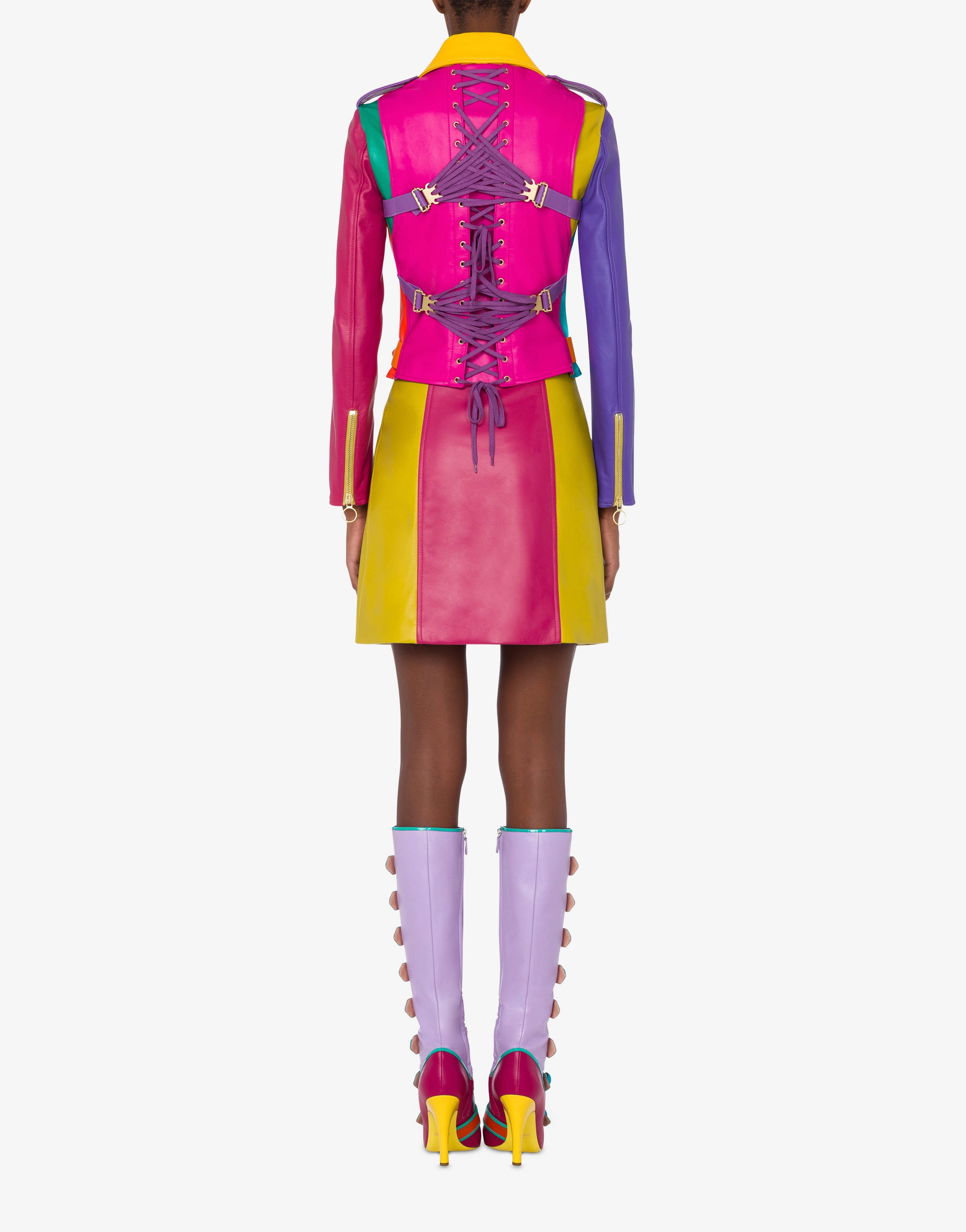 COLOUR BLOCK NAPPA BIKER - 3