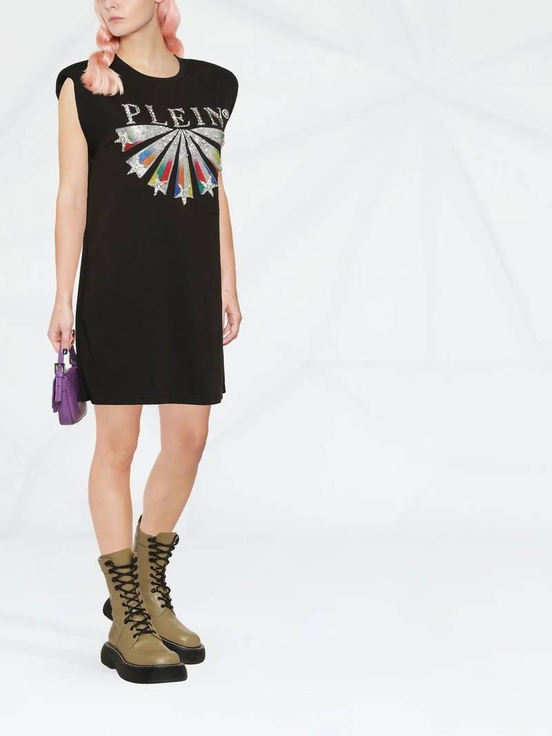 PHILIPP PLEIN embellished logo-print T-shirt dress outlook