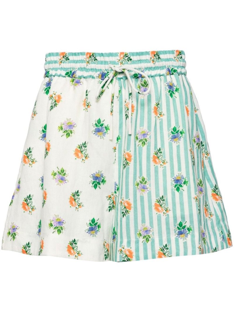 floral-print linen shorts 1