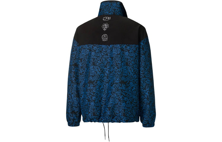 PUMA x Mr Doodle Crossover Graffiti Printing Contrasting Colors Cardigan Stand Collar Jacket Blue 53 - 2