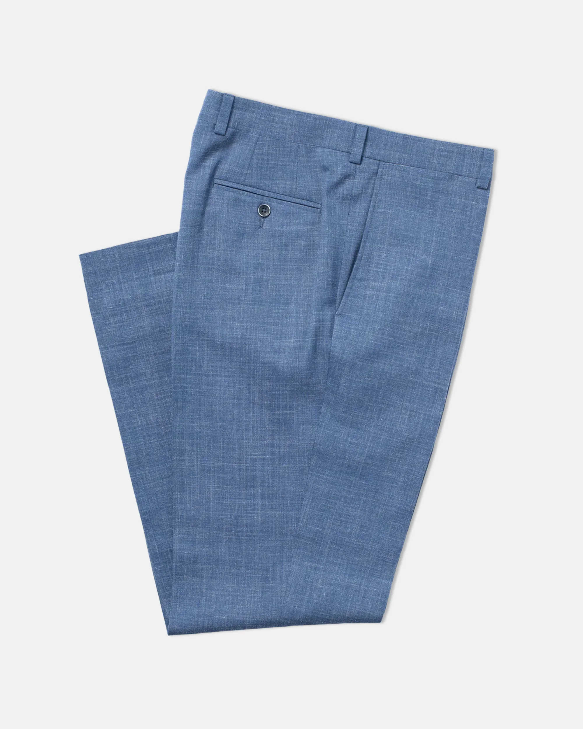 MADE-IN-CANADA MEDIUM BLUE CRASH LINEN TROUSER - 1