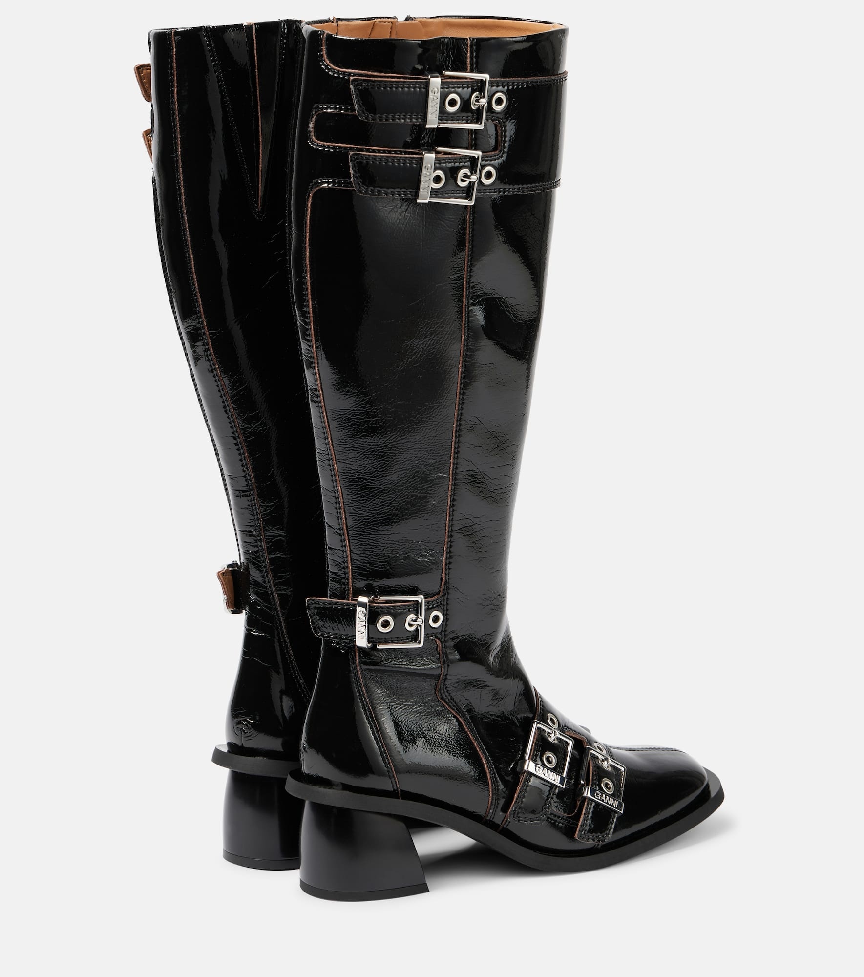 Feminine faux leather knee-high boots - 2
